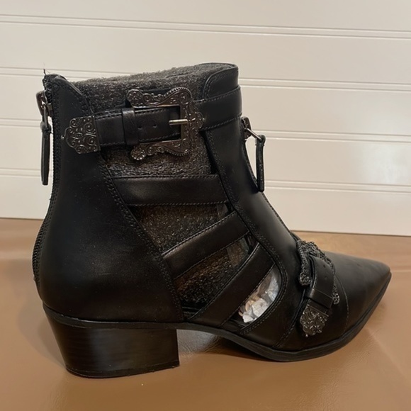 Nine West ankle Boots leather motorcycle black NWCarrillo shoe zip boot Sz 8M - Picture 5 of 16